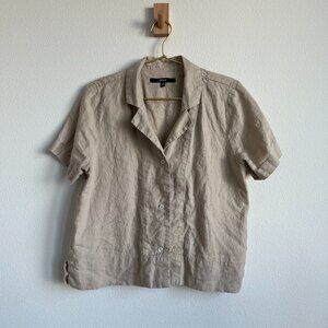 Quince 100% European Linen Short Sleeve Shirt in Driftwood XS